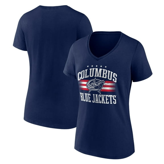 Women's Navy Columbus Blue Jackets Americana Team V-Neck T-Shirt