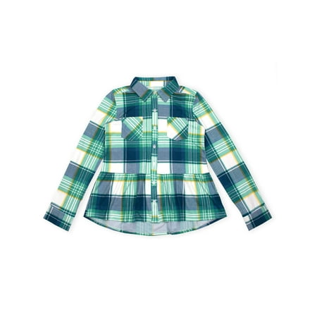 p.s.09 from aeropostale Metallic Plaid Peplum Button Down Shirt (Little Girls & Big Girls)