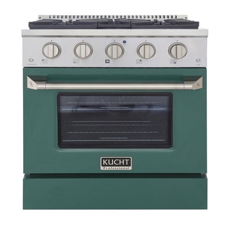 Kucht Professional 30" Modern Stainless Steel Propane Gas Range in Green/Silver
