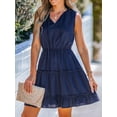 thumbnail image 4 of Cupshe Women's Tiered Ruffled Tie Neck Mini Dress Summer Dress Sleeveless A Line Dress, 4 of 6