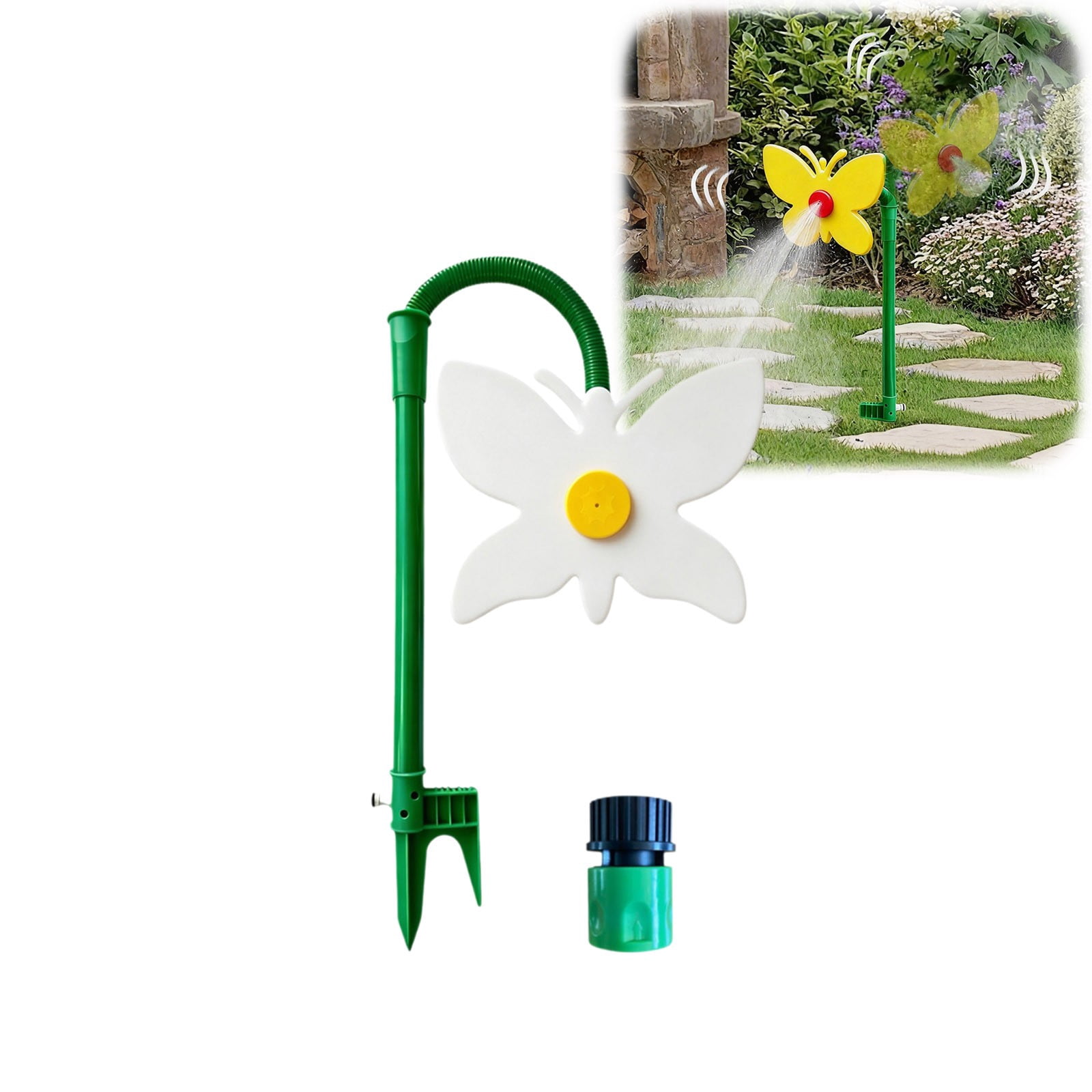 Butterfly Oscillating Garden Sprinkler – Fun Rotating Water Sprayer For Lawn Irrigation & Outdoor Play(White-106X28Cm)