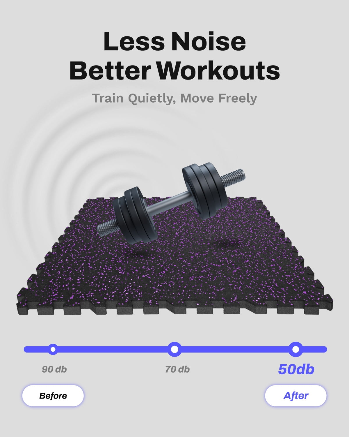 AIRHOP 0.79in Thick 72 Sq Ft Exercise Equipment Mats, 18 Tiles Upgraded Rubber Top with High Density EVA Foam, Large Interlocking Puzzle Gym Flooring for Home Gym, Heavy Weight Workout,Black & Purple