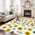 thumbnail image 2 of 8x10 Area Rugs for Living Room, Spring Sunflowers Non Slip Area Rugs for Kitchen Bedroom Entryway, Green Leaves Yellow Floral Rustic Botanical Washable Carpet Runner Rug Floor Mats for Bedroom, 2 of 8