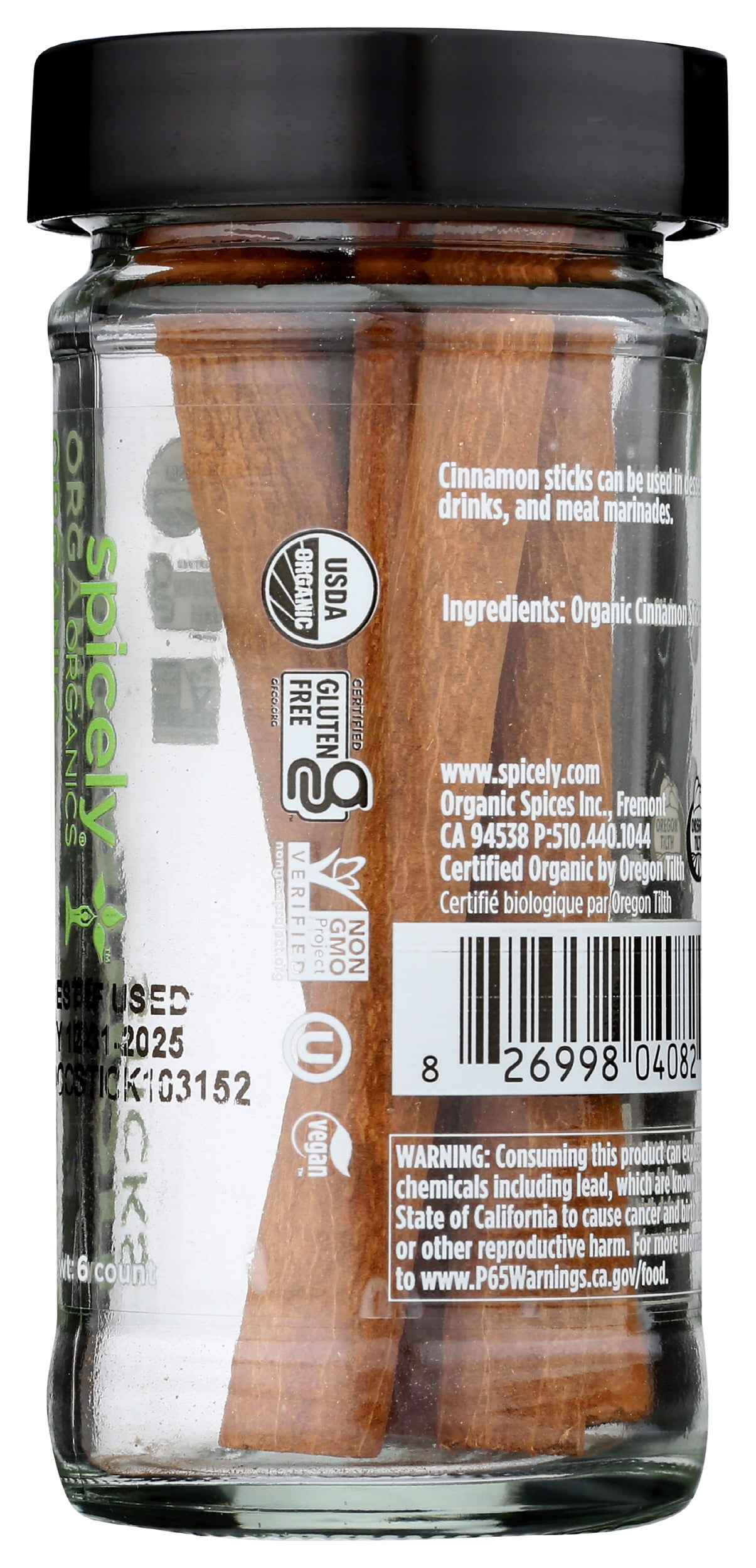 (Pack of 3), Spicely Organics Organic Cinnamon Sticks, 6 pc