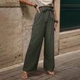 thumbnail image 5 of JJHGVB Palazzo Pants Wide Leg Pants Woman Women's Fashion Clothes For Every Occasion Cotton Linen Cardigan Summer Chic Womens Casual Pants Women'S Pants Green 2 L, 5 of 9
