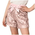 thumbnail image 2 of qolati Girls Sequin Shorts Christmas Glitter Bloomers Shorts High Waist Sparkly Rave Loose A Line Hot Pants Dance with Bow Shorts Elastic Waist Athletic Shorts, 2 of 6