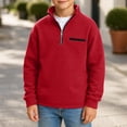 thumbnail image 5 of Sakuulaan Boys Quarter Zip Sweatshirt Mock Neck Textured Knit Casual Long Sleeve Jacket, 5 of 7