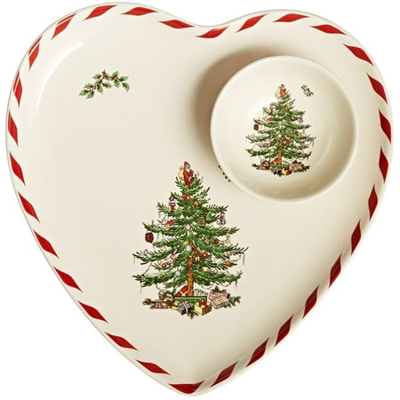 Spode Christmas Tree Peppermint Heart Shaped 2-Piece Dip