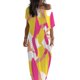 thumbnail image 1 of Vestido Largo Suelto Vestido largo de playa estampado Cuello redondo Manga corta Falda casual suelta (Amarillo XXL) Cgtredaw Para estrenar, 1 of 1