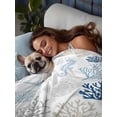 thumbnail image 3 of Navy Blue Coastal Flat Sheet Only Twin Size, Soft Breathable Bed Top Sheets for Mattress, Nautical Summer Beach Coral Sea Turtle Luxury Bedding Flat Sheets for Home Hotel Bedroom Bed Protection, 3 of 9