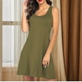 thumbnail image 2 of Mawalde Women'S Tank Nightgown Sleeveless Sleepwear Scoop Neck Full Slip Chemise Nightdress Deep  Green XXL, 2 of 5