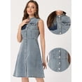 thumbnail image 2 of Vestido de mezclilla para mujer Vestido midi de jean desgastado sin mangas Azul Polvoriento S, 2 of 5