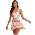 thumbnail image 3 of Traje de baño de una pieza con falda de gasa de un solo hombro, traje de baño de dos piezas con estampado sexy, traje de baño de vacaciones, 3 of 3