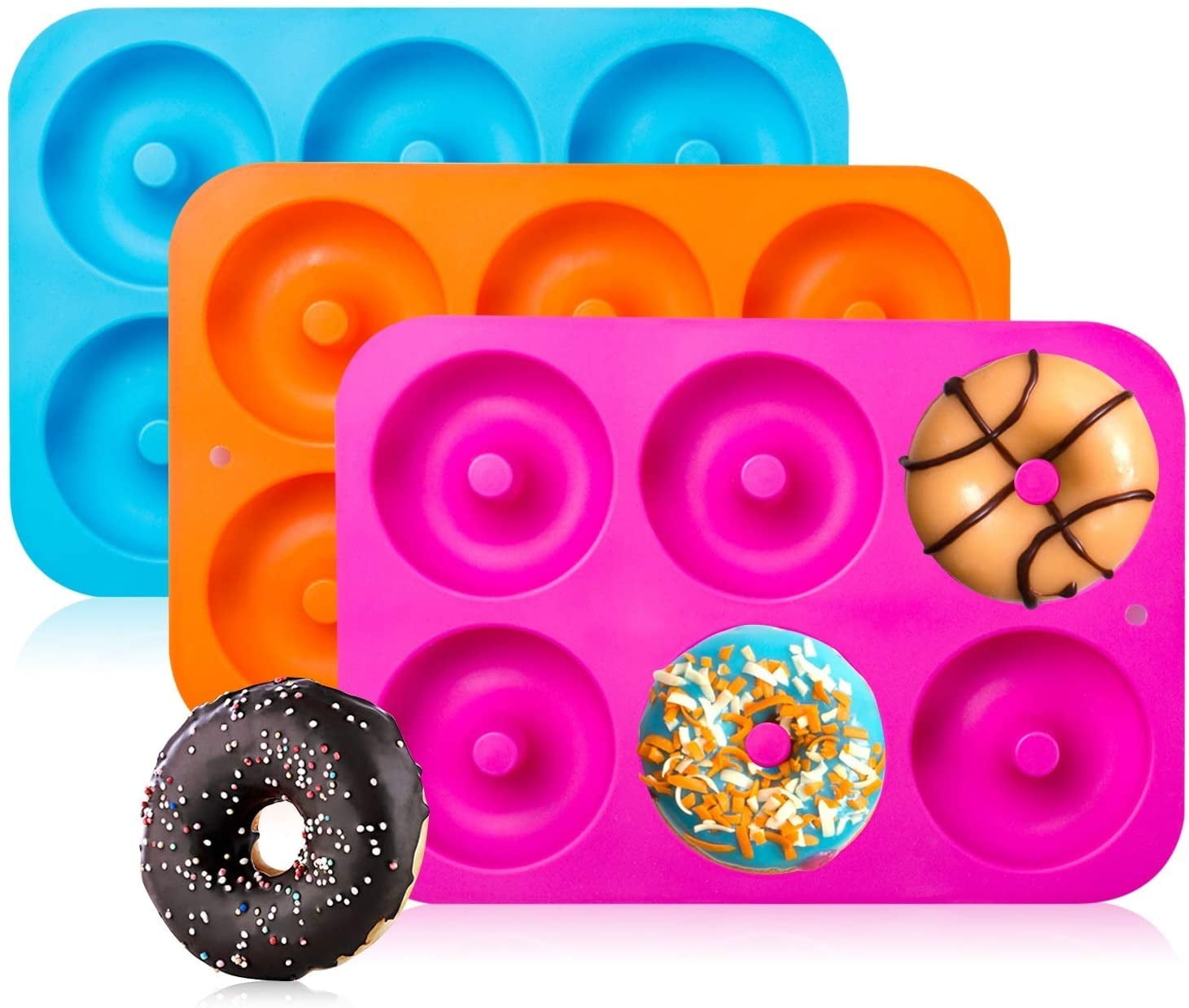 Light Color To encounter Silicone Donut Mold Nonstick Silicone Donut Baking Pan Makes Perfect 3 Inch Donuts 24Pcs Silicone Muffin Cups Cake Mold 