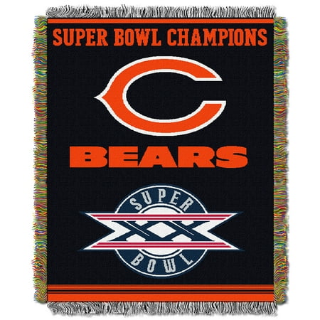 Chicago Bears NFL Super Bowl Commemorative Woven Tapestry Throw (48