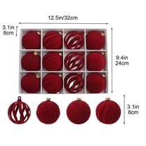 HomeDM Christmas Velvet Ball Ornaments 12Pcs Flocked Xmas Tree Shatterproof Hanging Balls Red 6cm/2.36" Christmas Balls for Wedding Party Tree Wreath Holiday Decor