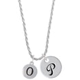 thumbnail image 1 of Delight Jewelry Silvertone Capital Letter - O - Pebble Disc - Silvertone Script Initial Disc - P - Charm Necklace, 20"+3", 1 of 4