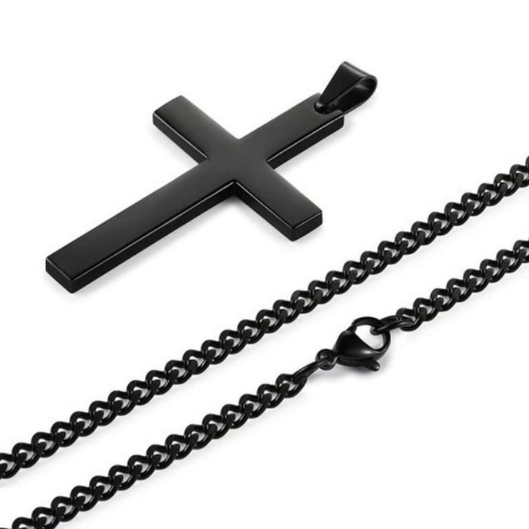 Men's Fashion Black/Gold/Sliver Cross Pendant Necklace V7I6