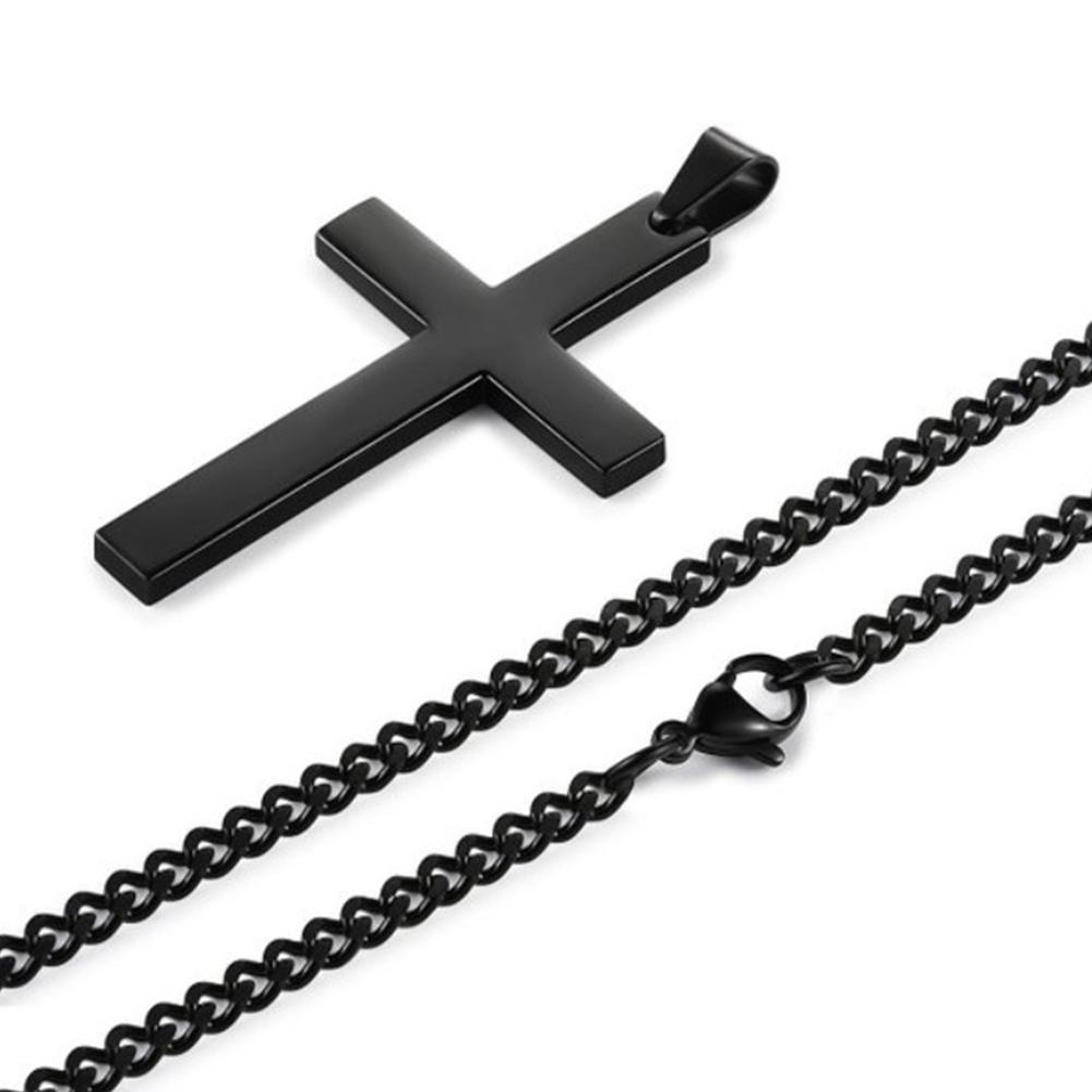 Vintage Cross Pendant Necklace Stainless Steel Necklace Black Chain Pendant Necklace Men Women Necklace (size: 60 Cm, Color: Black) V4H8 - image 5 of 8