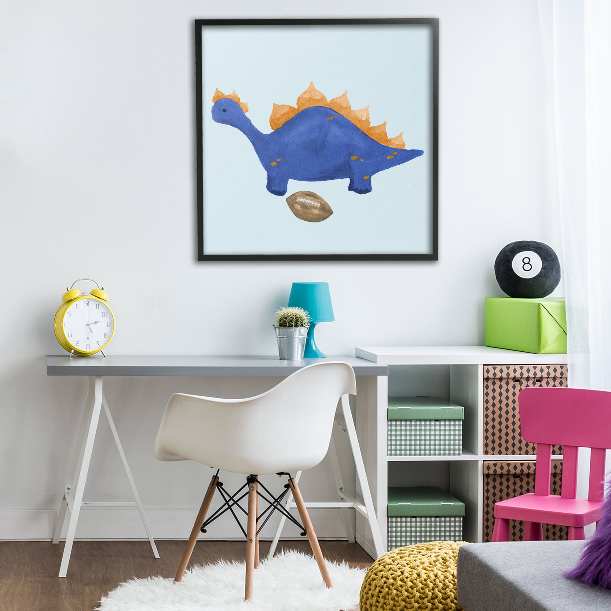 Stupell Industries Sporty Baby Dino Black Framed Giclee Art, design by Lucille Price