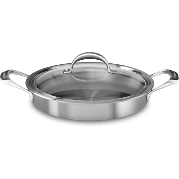 MMZP 5-Ply Copper Core 3.5 quart Braiser with Lid - Stainless Steel, Medium, Stainless Steel Finish