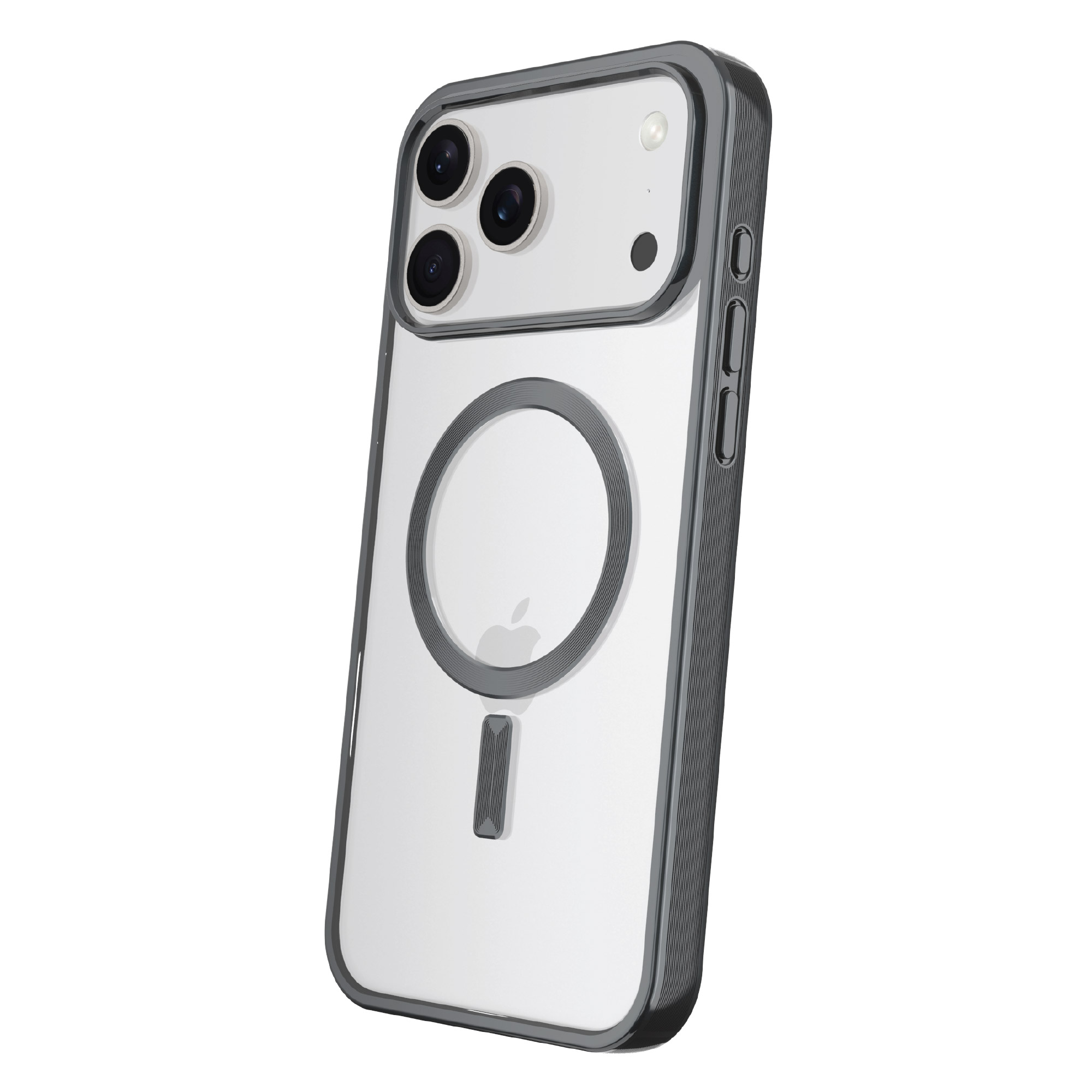onn MagSafe Compatible Phone Case for iPhone 17 Pro Max - Metallic Gray/Clear