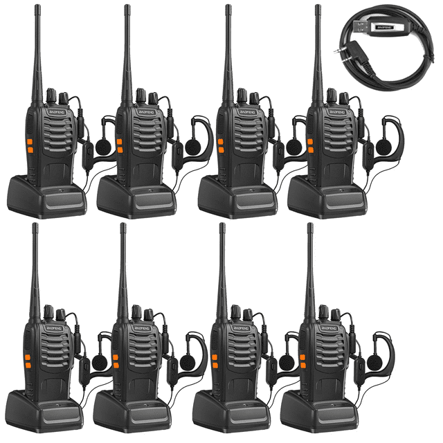 Baofeng BF-888S Two Way Radio 5W 400-470MHz Walkie Talkie Handheld Radios USB Programming Cable 8pcs