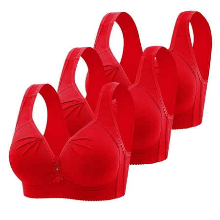 Weikingp Bras for Women  Adjustable Shoulder Straps Thin without Bra Breathable Back Underwear Gathered Bra Bralettes for Women Plus Size Lingerie Clearance Red 38