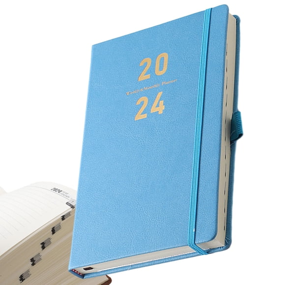 Planner 2024, Academic Calendar 5.4" x 8.3", Daily and Monthly Agenda with Pen Holder, Vegan Leather Hard Cover
