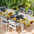 thumbnail image 2 of Sunflower Cows Table Cloths for 8 Foot Rectangle Tables, Farmhouse Floral Watercolor Botanical Plaid Patio Waterproof Elastic Fitted Tablecloths, Washable Rectangular Table Cover for Camping, 2 of 8