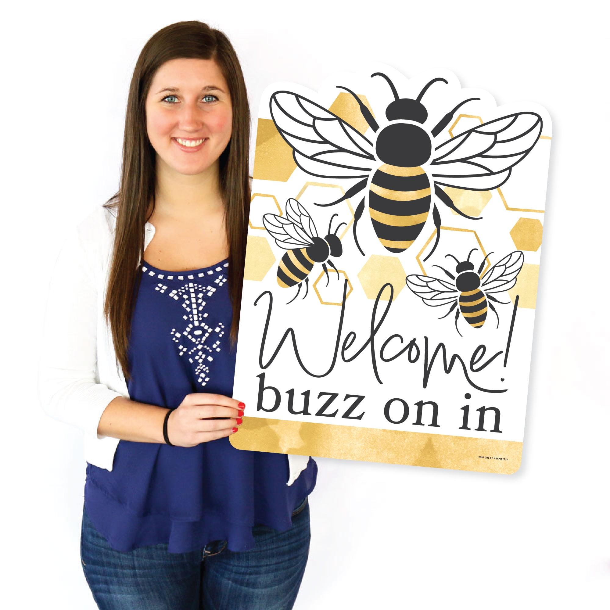 Big Dot of Happiness Little Bumblebee - Party Decorations - Bee Baby Shower or Birthday Party Welcome Yard Sign