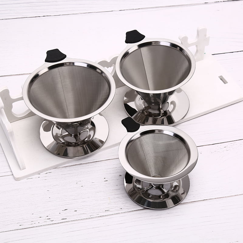 1PC Stainless Steel Reusable Coffee Filter Holder Pour Over Mesh Tea Dripper ~OJ 