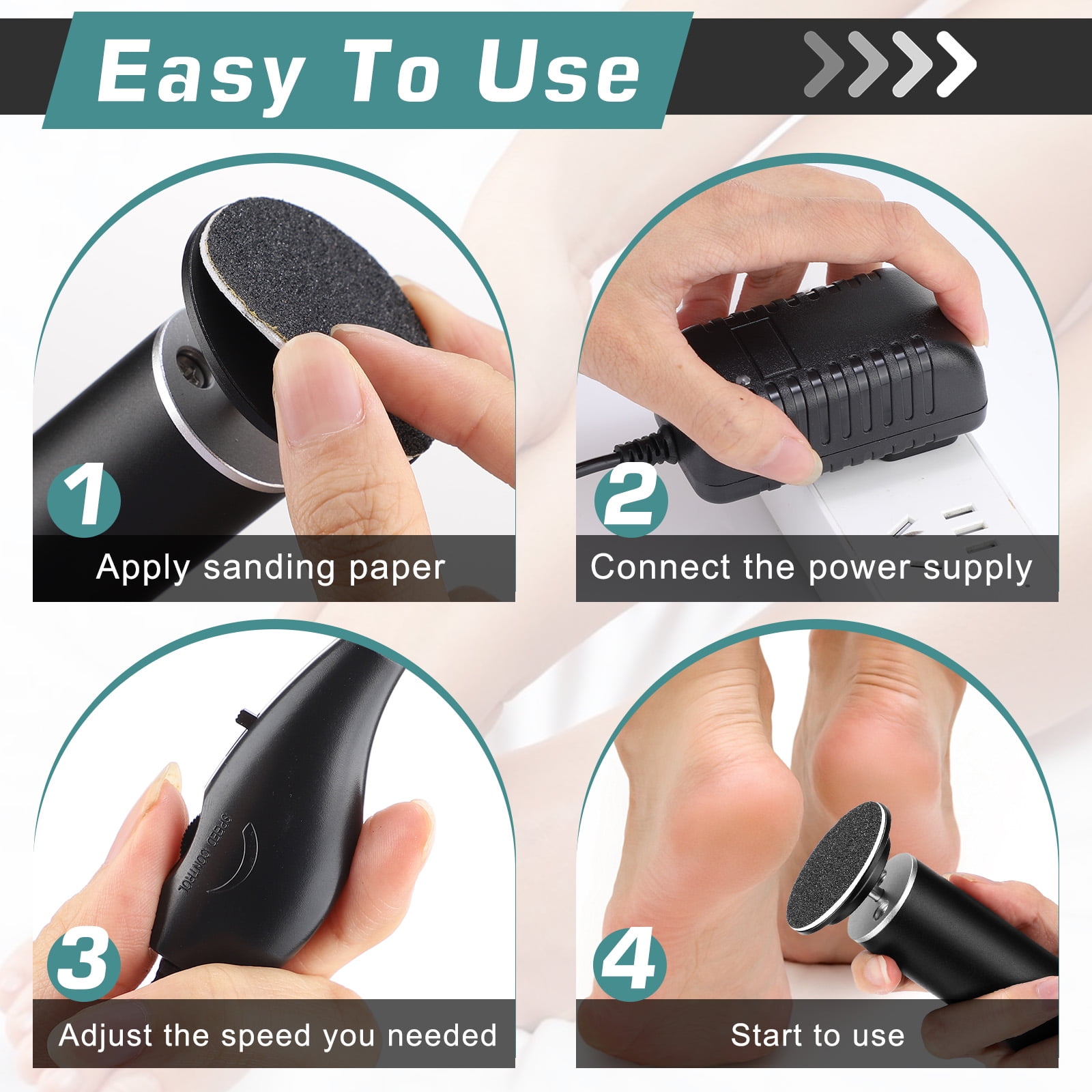 Electric Callus Remover, Foot File Grinder Tool with Adjustable Speed Controller, 60PCS Replacement Sanding Discs, Men Women Dead Dry Crack Skin Calluses Remover