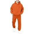 thumbnail image 6 of GiLiling Boys Girls School Sweatsuits Set, Athletic 2-Piece Outfit, Preppy Hoodie and Sweatpants, Plain Tracksuit Clothing Sets (Orange, 11-12 Years), 6 of 6