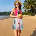 thumbnail image 3 of Easygdp Colorful Dog Cat Collage para Vestido Transpirable de Mujer, Vestido Suelto de Manga Corta con Pliegues y Bolsillos para el Verano, 3 of 7