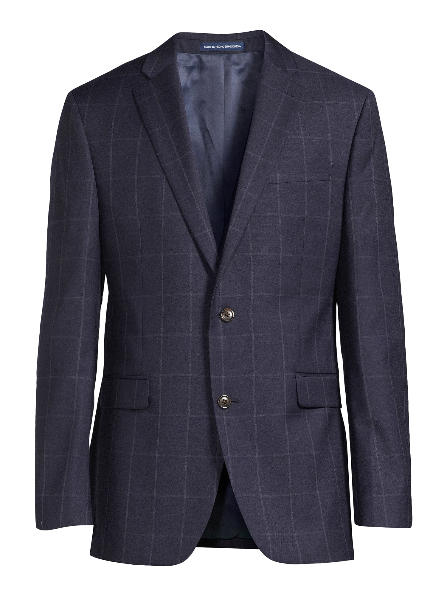Lands' End Men's Deep Sea Navy Windowpane Sport Coat