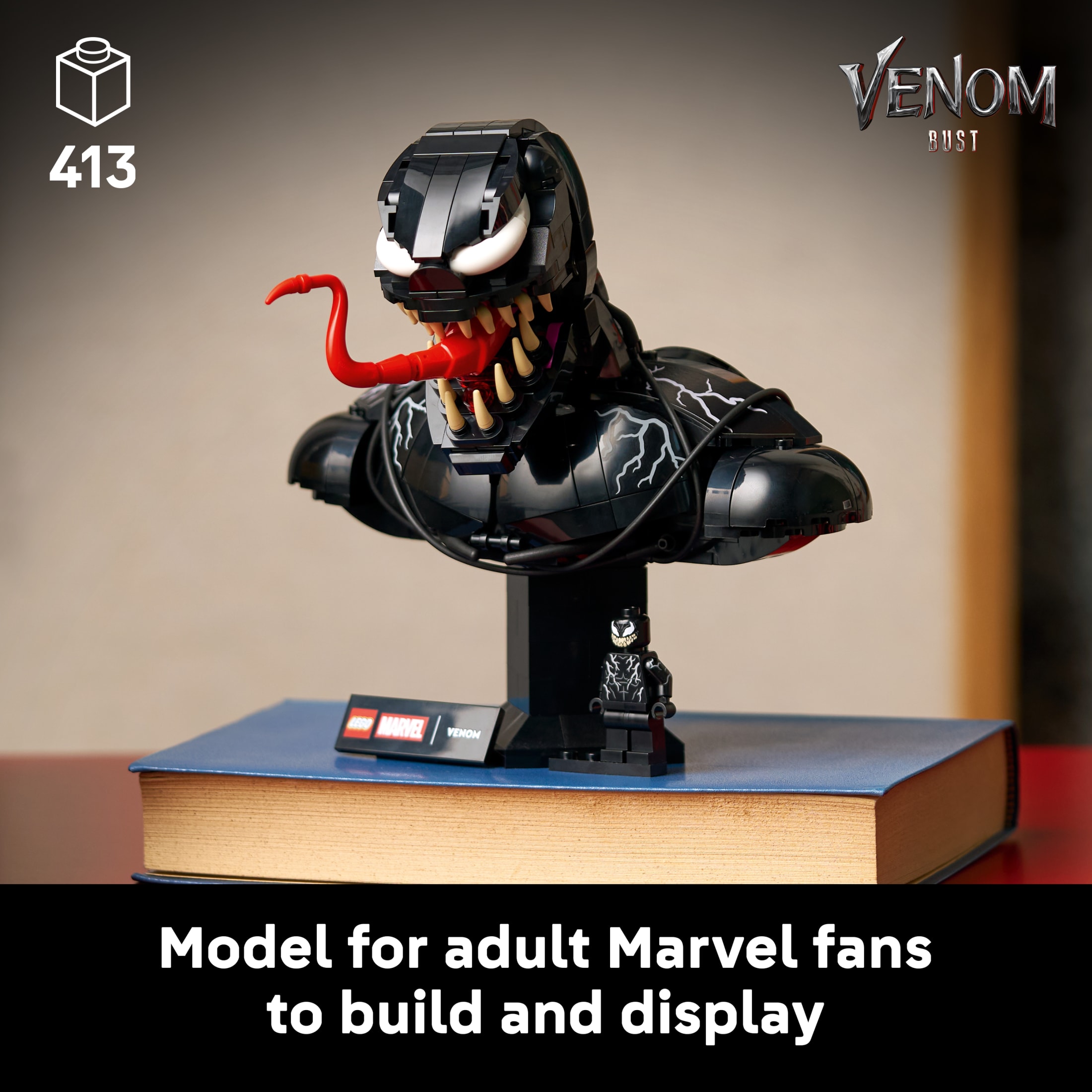 LEGO Marvel Busto de Venom - Set de Construcción Coleccionable para Adultos, Mayores de 18 Años - Decoración para Oficina en Casa, Escritorio o Estante - Con Minifigura de Venom - Regalo para Hombres y Mujeres - 76356 3