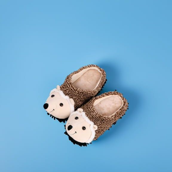 TABLZONE Brown Velvet Slippers for Women and Men, Soft Towel Material, Cozy Indoor House Shoes, 1 Pair