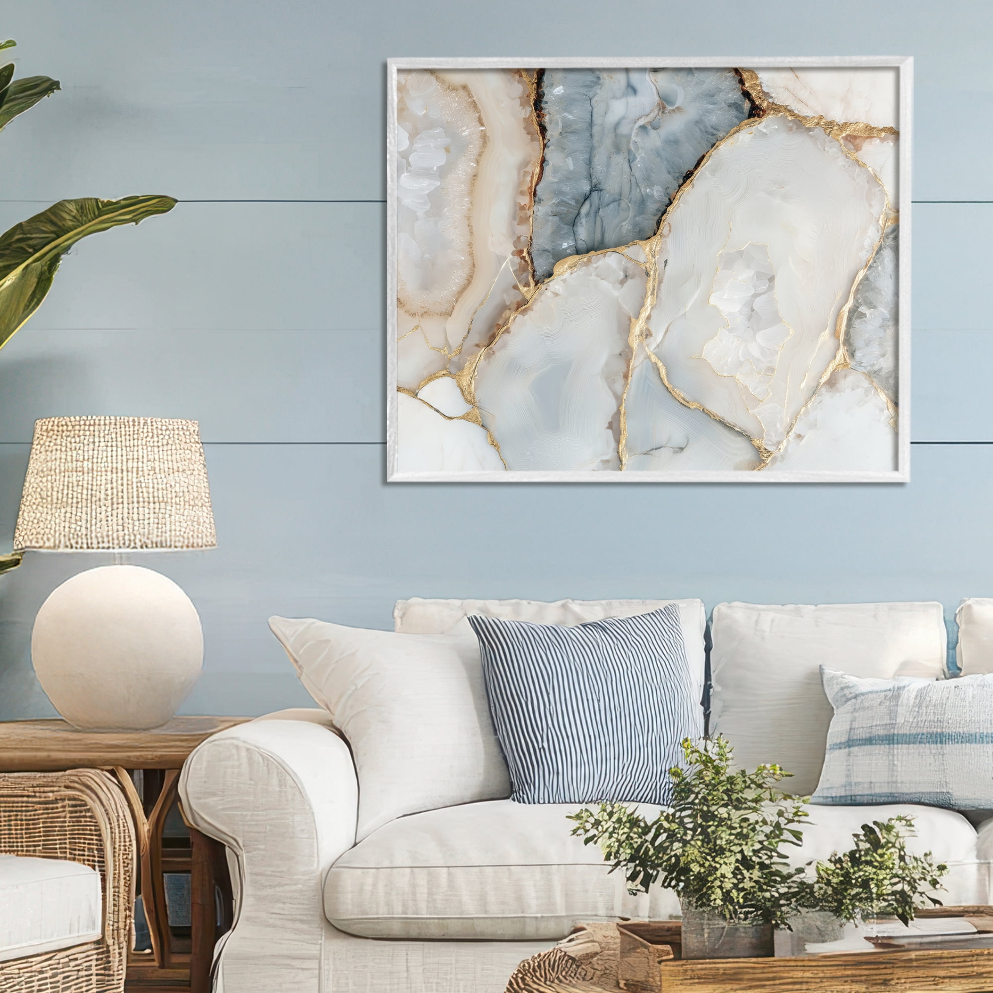 Stupell Industries Golden Vein Quartz White Framed Giclee Art, design by Svetlana Aleynikova