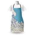 thumbnail image 3 of Nautical Apron, Abstract Doodle Style Wave in the Ocean Sea Soft Color Palette Marine Life Image, Unisex Kitchen Bib with Adjustable Neck for Cooking Gardening, Adult Size, Cream Blue, by Ambesonne, 3 of 4