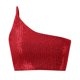thumbnail image 3 of Gibobby faldas de lentejuelas para mujer lentejuelas y tirantes sexys de un solo hombro para mujer(Rojo, L), 3 of 5