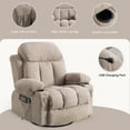 thumbnail image 4 of IMKHK Massage Rocker Recliner Chair, Modern Fabric Lounge Chair with Heat and Massage for Adults, Swivel Recliner Chair with Side Pockets, 2 Cup Holders, USB Charge Port for Living Room, Beige, 4 of 7