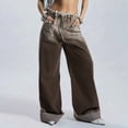 thumbnail image 4 of Womens Baggy Jeans Wide Leg Denim Pants Y2k 90s Vintage Hip Hop Loose Long Trousers Streetwear Brown S, 4 of 9