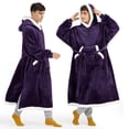 thumbnail image 1 of Manta portátil con capucha Bedsure para mujer, larga, sherpa, color morado oscuro, 1 of 7