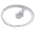 thumbnail image 4 of White Cubic Zirconia Dangling Hamsa Ring 925 Sterling Silver Hand of God Band Jewelry Female Size 9, 4 of 4