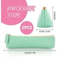 thumbnail image 3 of Leather Pen Pencil Case, 2PCS Cute Slim Pen Bag Small Pencil Pouch Lovely Stationery Bag Portable Cosmetic Bag Zipper Bag for Pen Pencils Markers(Green+Pink), 3 of 5