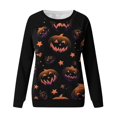 thumbnail image 5 of YVNAURA Women‘s Fashion Printed Long Sleeve Round Neck Sweatshirt Casual Loose Fit Pullover Lightweight Crewneck Top Fall Spring Trendy Graphic Tee Streetwear 1 Pack, Black,S, 5 of 6