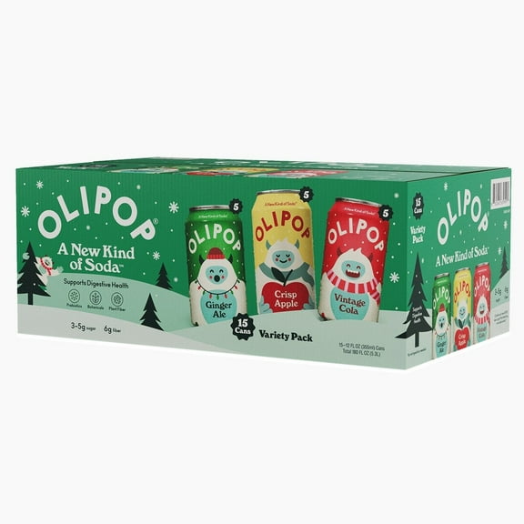 Olipop Soda Holiday Variety Pack, 12 Fluid Ounce (Pack of 15)
