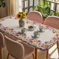 thumbnail image 3 of Spring Lavender Table Cloths for 4 Foot Rectangle Tables, Watercolor Floral Daisy Botanical Retro Beige Patio Waterproof Elastic Fitted Tablecloths, Washable Rectangular Table Cover for Camping, 3 of 8