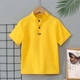 thumbnail image 5 of KHONTS Boys Short Sleeve Henley Collar T Shirt Kids Button up T-Shirts Casual Summer Solid Tees,Size 5-14 Years Yellow 160, 5 of 8